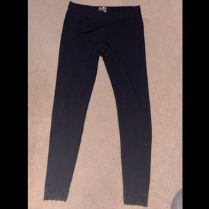 Justice black leggings with lace and sequence at the ankles. Size 18 girls